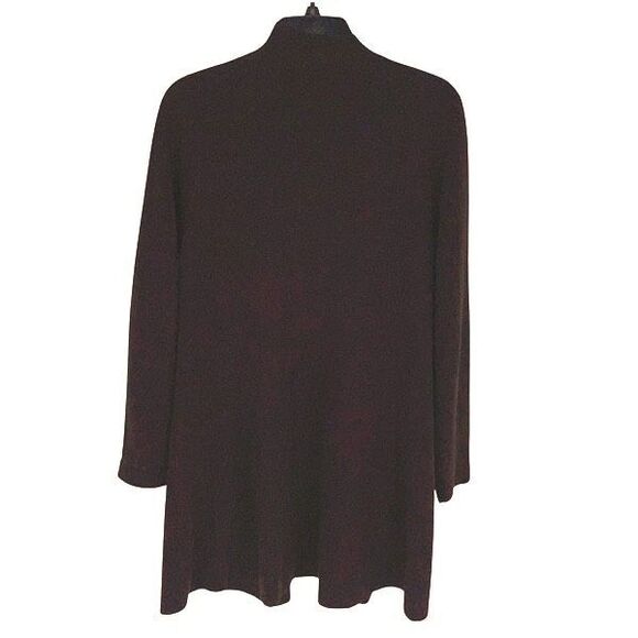 Eileen Fisher Womens Long Textured Silk Cotton Knit Cardigan Chocolate Medium - Picture 3 of 9